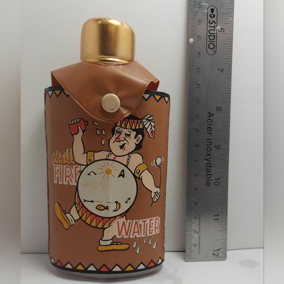 VINTAGE FIRE WATER "DRUNK INJUN" SOUVENIR DRINKING FLASK 1950S - Picture 4 of 4
